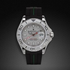 Alternative view of Rubber B VulChromatic® Jet Black/Forest Green Curved End Rubber Strap for Rolex Yachtmaster 40mm