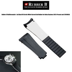 Rubber B VulChromatic® Jet Black VC Arctic White Curved End Rubber for Rolex Daytona 2023-Present and 126500LN