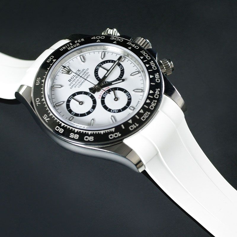Rubber B VulChromatic® Arctic White VC Jet Black Curved End Rubber for Rolex Daytona 2023-Present and 126500LN - Image 3