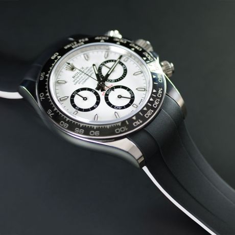 Rubber B VulChromatic® Jet Black VC Arctic White Curved End Rubber for Rolex Daytona 2023-Present and 126500LN - Image 2
