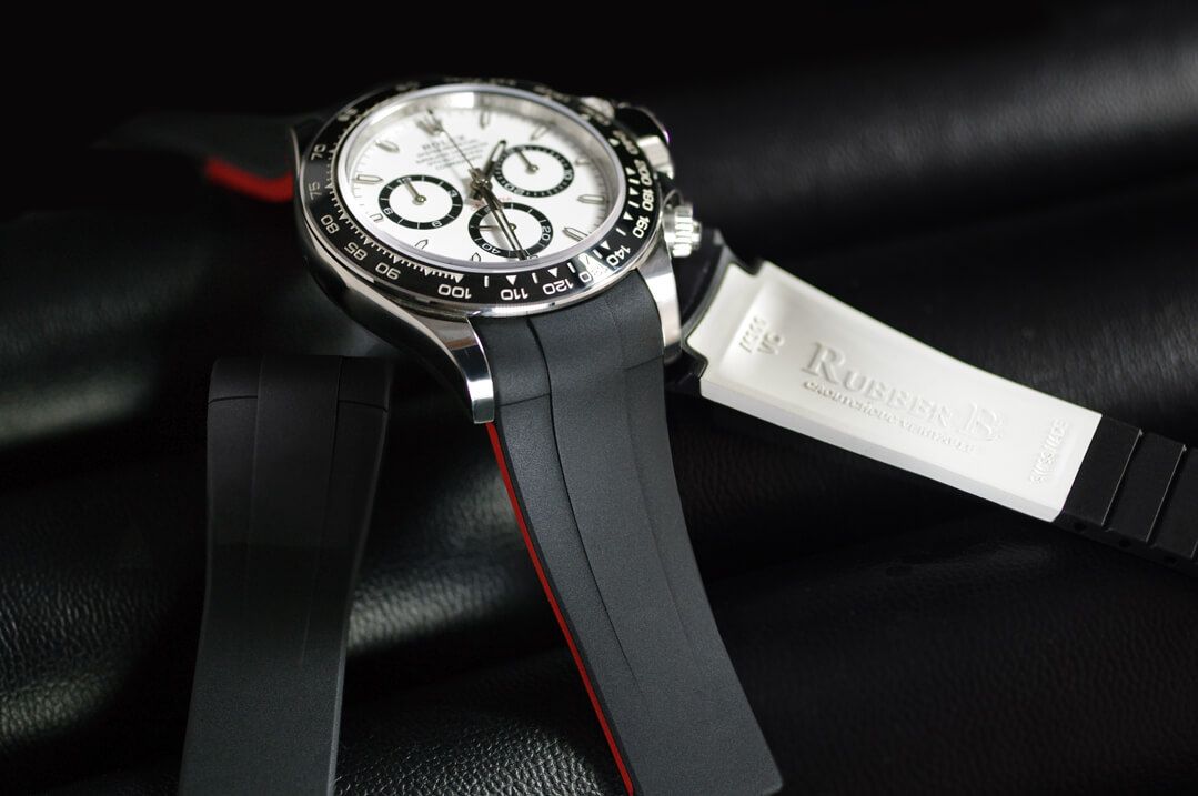 Rubber B VulChromatic® Jet Black VC Red Devil Curved End Rubber for Rolex Daytona 2023-Present and 126500LN - Image 5