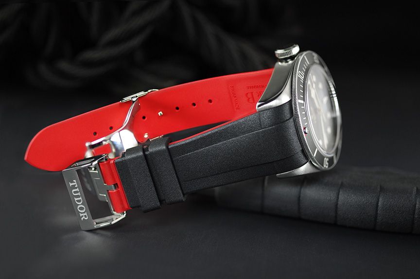 Rubber B VulChromatic® Jet Black/Red Devil Rubber Strap for Tudor Heritage Black Bay 41mm (Heritage/Chrono/GMT) - Image 2