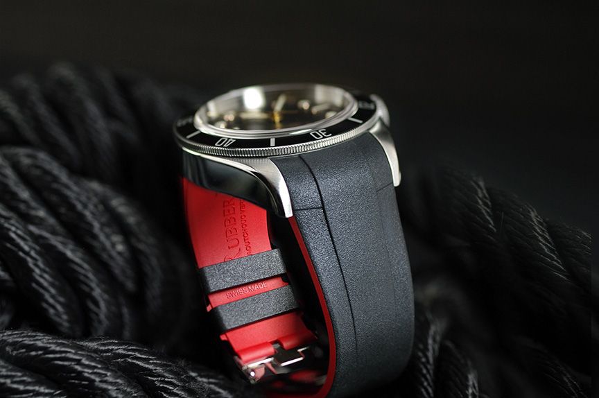 Rubber B VulChromatic® Jet Black/Red Devil Rubber Strap for Tudor Heritage Black Bay 41mm (Heritage/Chrono/GMT) - Image 7